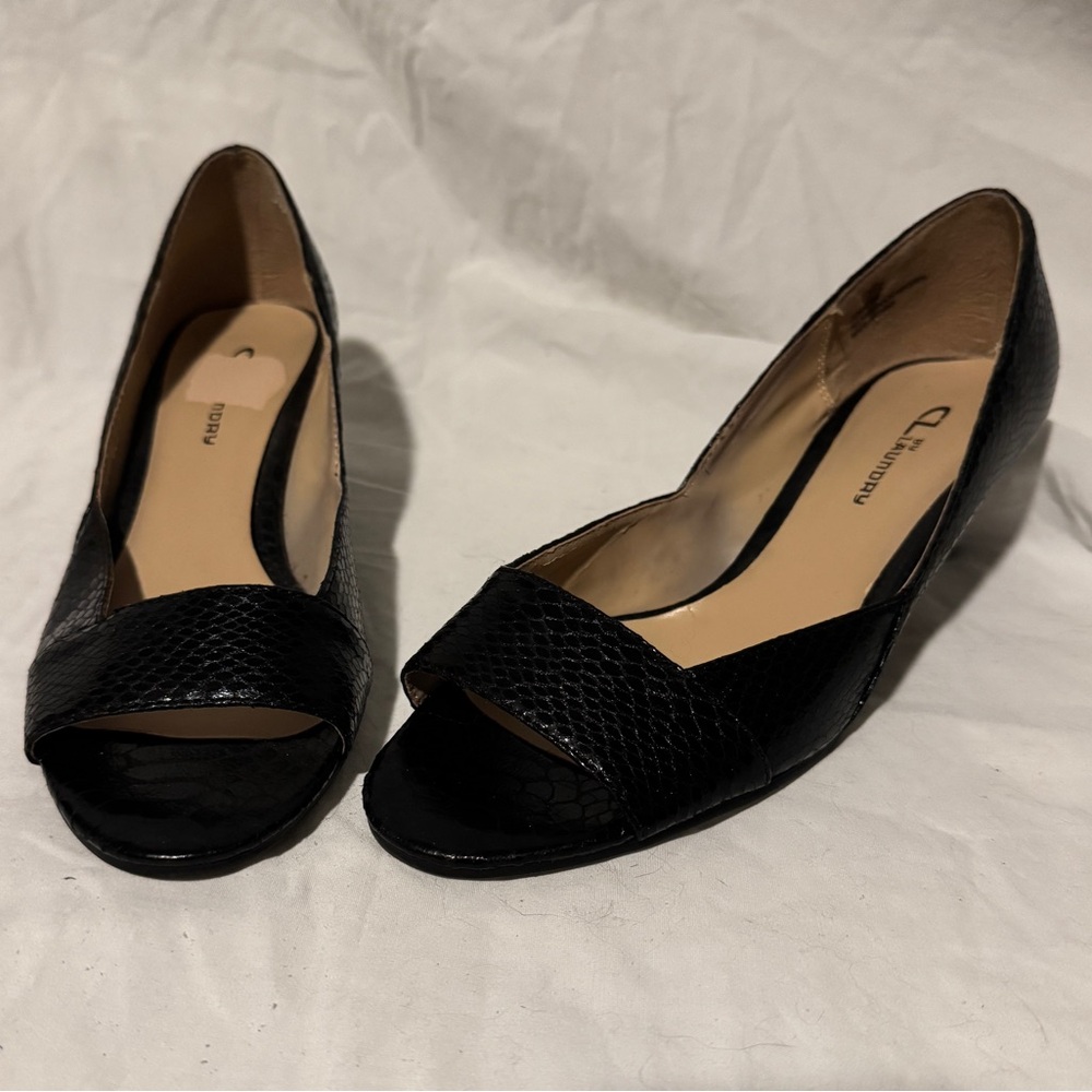 CL by Laundry black open toe kitten heels